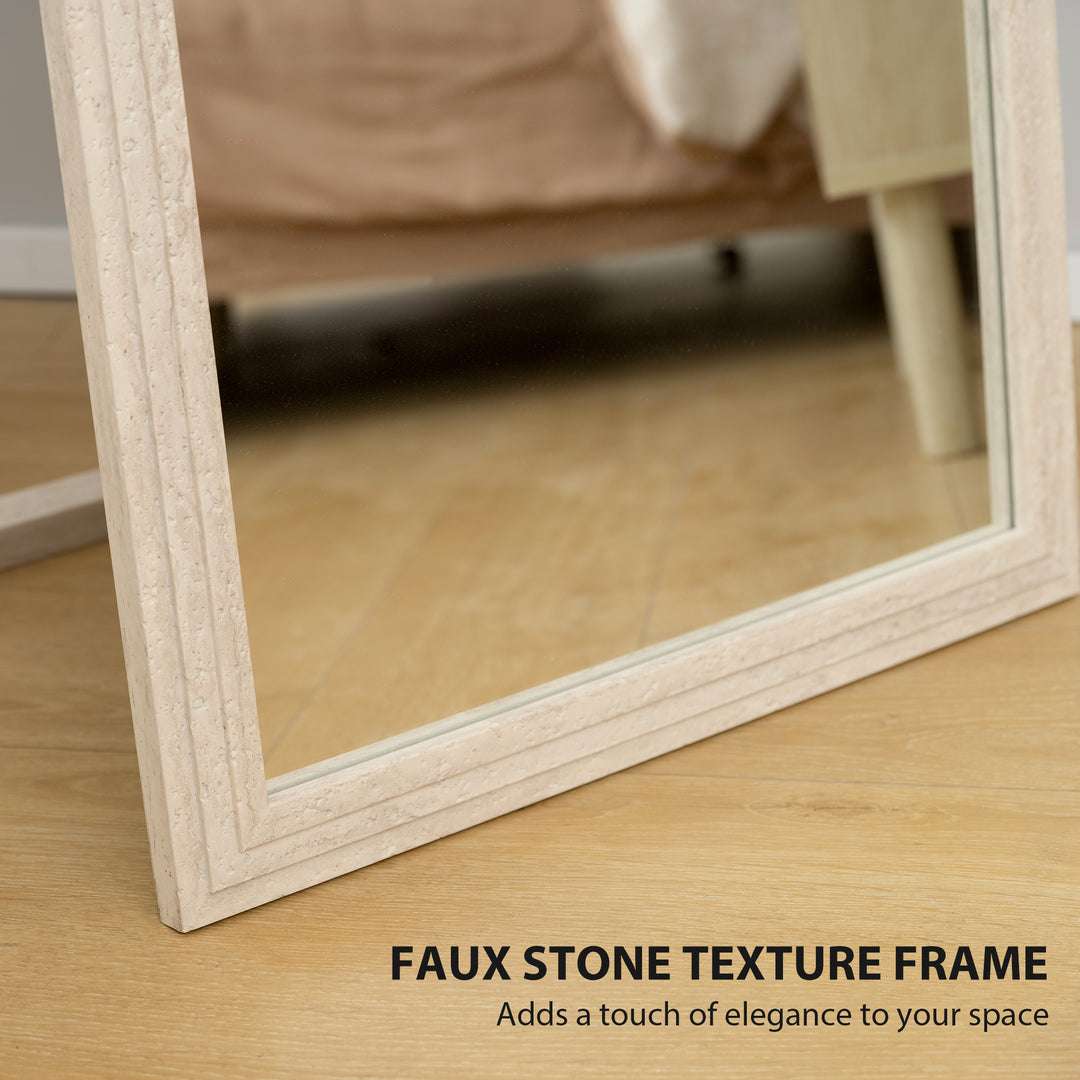 HOMCOM 64" x 21" Full Length Mirror, Standing, Wall-Mounted or Leaning Against Wall, for Bedroom, Living Room, Beige