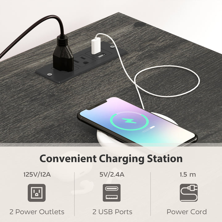 HOMCOM TV Stand with Power Outlets, Sliding Barn Doors and Adjustable Shelves for 72 Inch TVs, Dark Grey