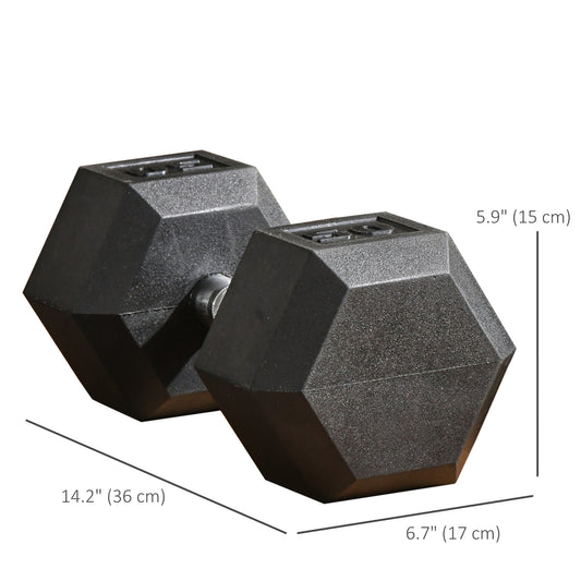 Soozier 2 x 50lbs Hex Dumbbell Set, Rubber Weights Exercise Fitness Dumbbells with Non-Slip Handles, Anti-roll, for Women or Men Home Gym Workout