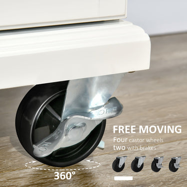 HOMCOM Kitchen Island Cart on Wheels with Extended Counter Drawer Cabinet Towel Racks