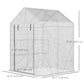 Outsunny 56" x 56" Walk-in Greenhouse Outdoor, Portable Gardening Plant Hot House with 2-Tier Shelf, Green