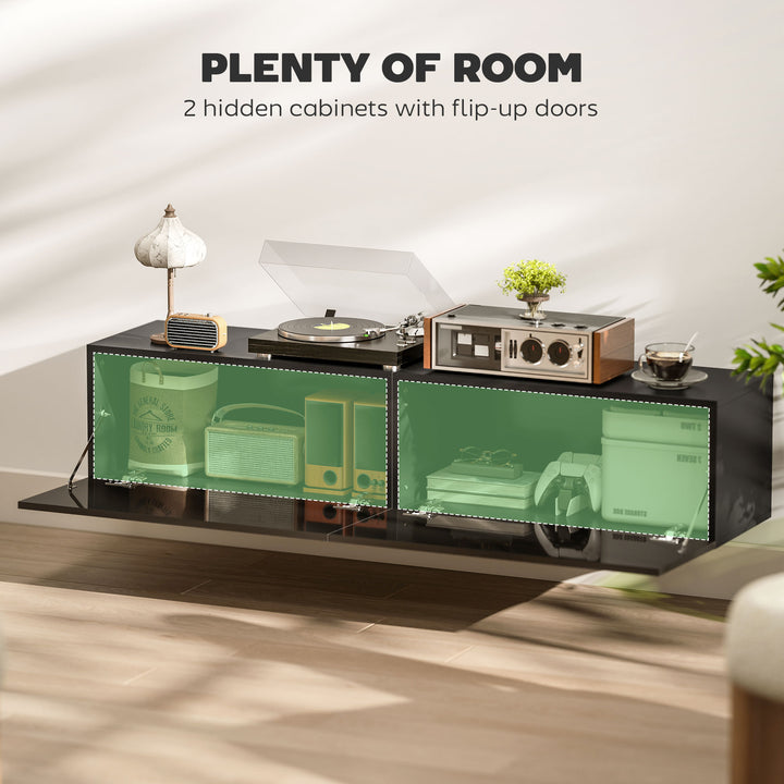 HOMCOM Floating TV Stand with Storage Cupboards for 45, 55, 65in TVs, Wall Mounted TV Console Entertainment Unit, White