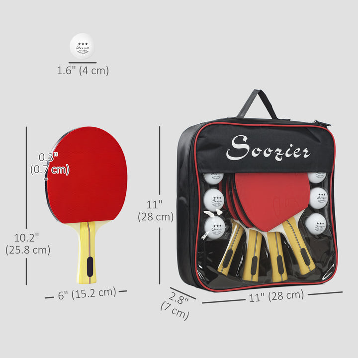 Soozier Ping Pong Paddle Set, Portable Table Tennis Rackets with 8 Ping Pong Balls, Storage Case for Teens, Adults