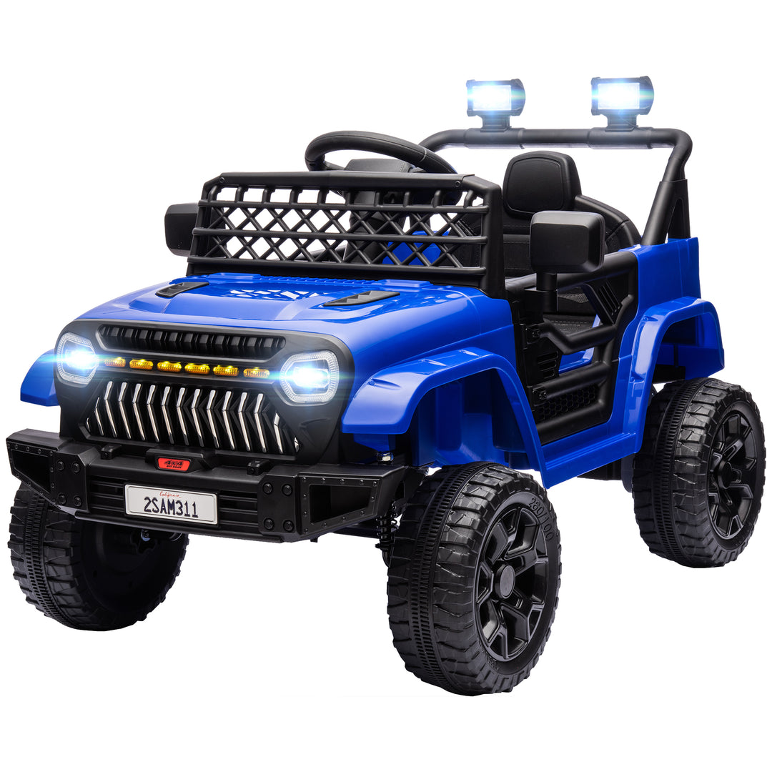 Qaba 12V Ride on Truck, Electric Car for Kids with Remote Control, Suspension, 3 Speeds, USB Music Headlights, Dark Blue