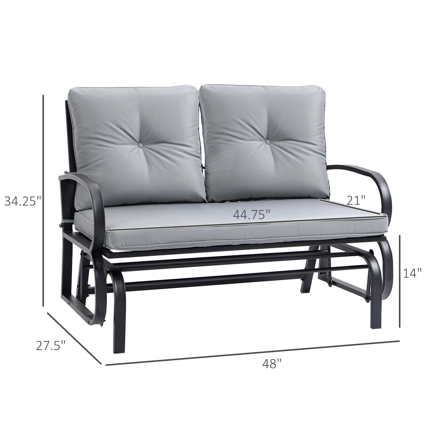 Outsunny 2-Person Outdoor Glider Chair, Patio Double Rocking Loveseat with Steel Frame and Cushions for Backyard, Garden and Porch, Red