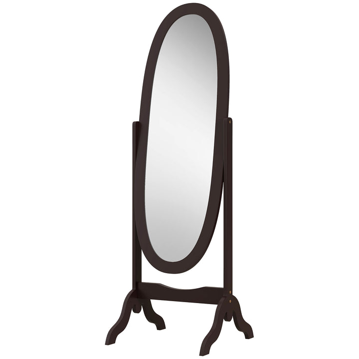 HOMCOM Floor Standing Mirror Full Length Mirror with Adjustable Angle Oval Frame for Dressing Room Bedroom Living Room White