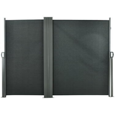 Outsunny Double Retractable Side Awning, 236" x 63" Outdoor Privacy Wall, Patio Screen for Garden, Balcony, Backyard, Grey