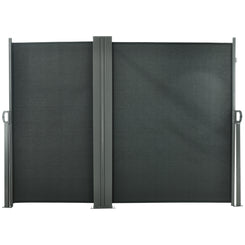 Outsunny Double Retractable Side Awning, 236" x 63" Outdoor Privacy Wall, Patio Screen for Garden, Balcony, Backyard, Grey