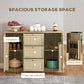 HOMCOM Boho Sideboard Buffet Cabinet, Kitchen Coffee Bar Cabinet with 3 Drawers, 2 Adjustable Shelves and 4 Racks, Natural