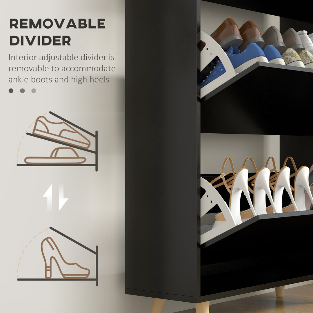 HOMCOM Slim Shoe Storage Cabinet with 3 Flip Drawers and Adjustable Shelves, Shoe Cabinet for 18-24 Pairs, White