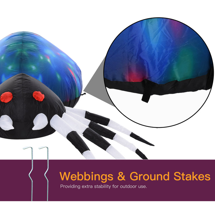 HOMCOM 5Ft Long Halloween Giant Scary Spider LED Lighted Airblown Inflatable Lawn Decoration Holiday Season Garden Decor