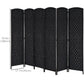 HOMCOM 6ft Folding Room Divider, 6 Panel Wall Partition with Wooden Frame for Bedroom, Home Office, Natural