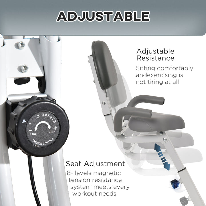 Soozier Folding Exercise Bike, Indoor Stationary Bike with 8-Level Magnetic Resistance and LCD Monitor, for Cardio Workout, Grey