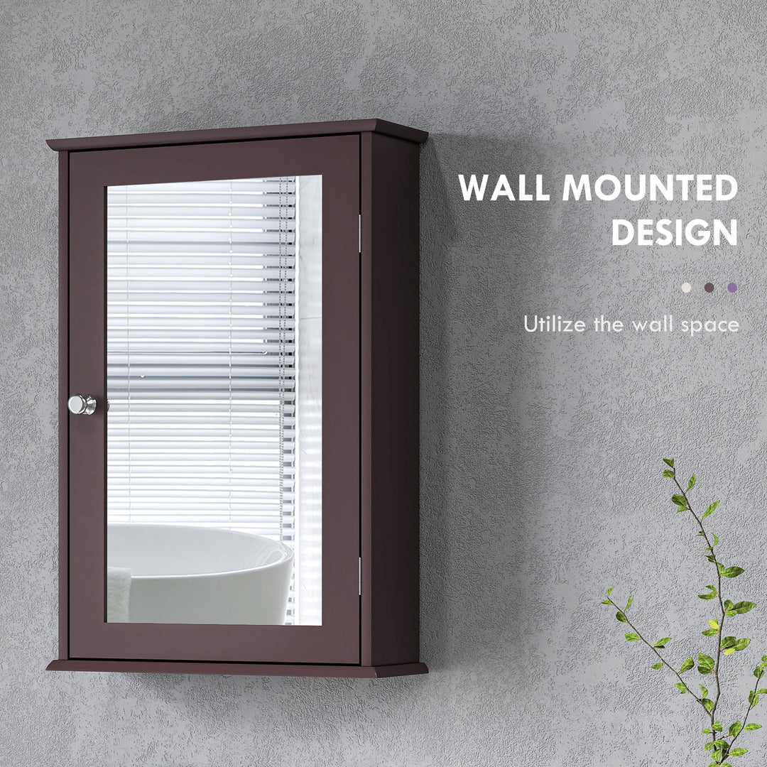 kleankin Bathroom Mirror Cabinet, Wall Mounted Medicine Cabinet with Door and Shelves, White