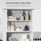 kleankin Modern Over The Toilet Storage Cabinet, Double Door Over Toilet Bathroom Organizer with Adjustable Shelf and Open Shelf, Space Saver, White