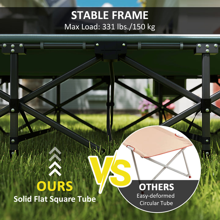 Outsunny 25.6" Wide Folding Bed, Camping Cot for Adults with Mattress, Carry Bag, Storage Pocket, Max Load 330 LBS, Light Grey