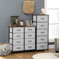 HOMCOM 6 Drawer Dresser for Bedroom, Fabric Chest of Drawers with Steel Frame, Wood Grain Top and Handles, Grey