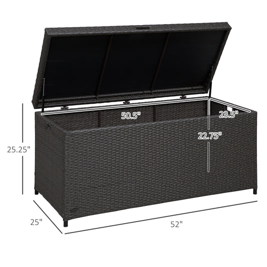 Outsunny Outdoor Storage Box with 118 Gallon Storage, Plastic Top Lid, Handles for Cushions, Pool Essentials, Garden Tools, Grey