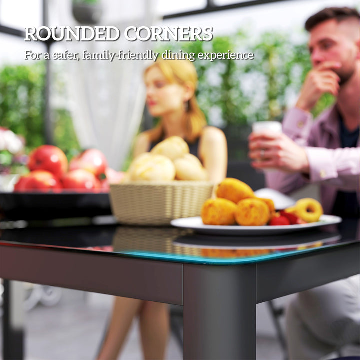 Outsunny 59" x 35" Aluminium Outdoor Dining Table for 6, with Glass Tabletop, Grey