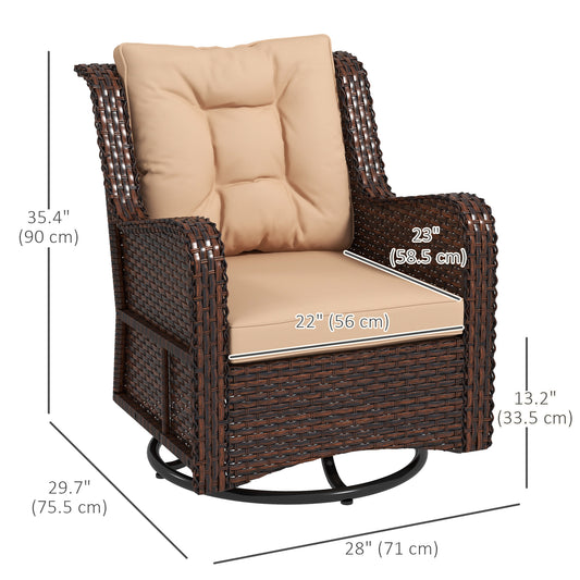 Outsunny PE Rattan 360Â° Swivel Patio Chair with Cushion, Brown