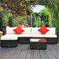 Outsunny 6 Pieces Outdoor PE Rattan Wicker Patio Furniture Sofa Set with Thick Cushions, Deluxe Garden Sectional Couch with Glass Top Table, Dark Coffee and Cream White