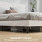 HOMCOM Queen Size Bed Frame with Upholstered Headboard, Modern Platform Bed Frame with Wood Slats, 1100 lbs Capacity, Cream