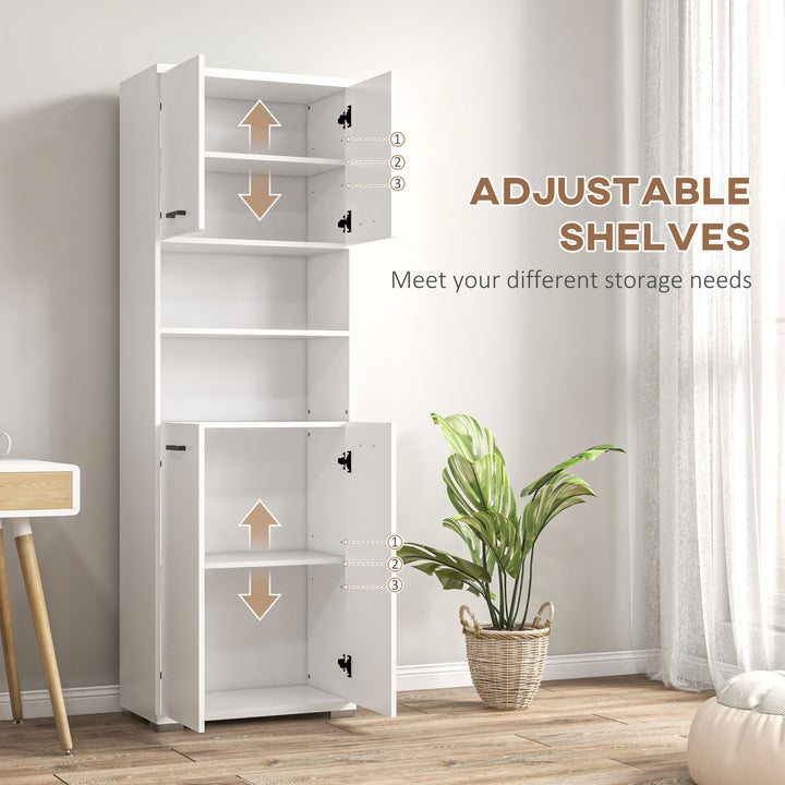 kleankin Bathroom Cabinet, Freestanding Linen Cabinet with Open Shelves and Cupboards, 23.6"x13.2"x72", White