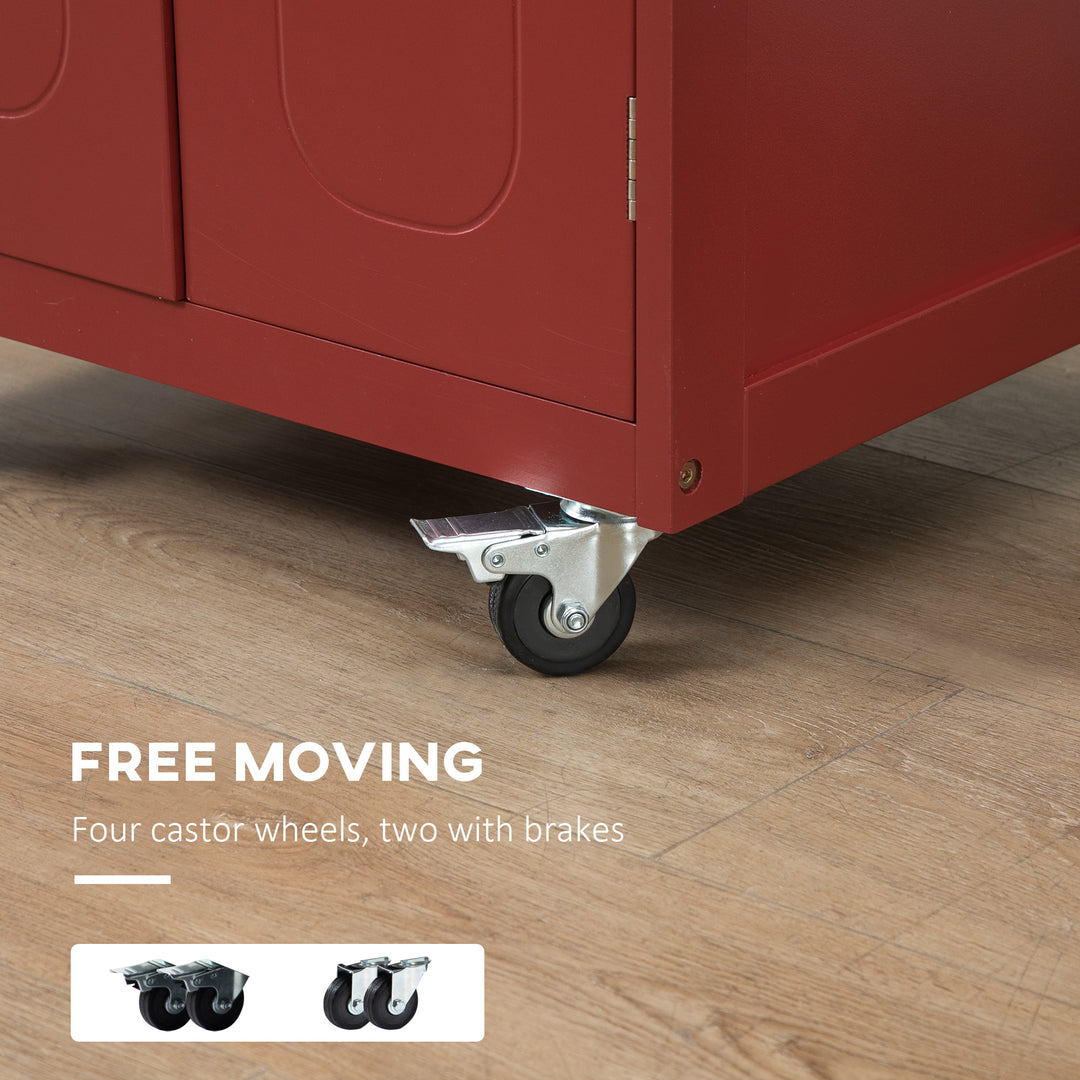 HOMCOM Kitchen Cart, Small Kitchen Island, Stainless Steel Top Utility Trolley on Wheels with Storage Drawer for Dining Room, Kitchen (White)