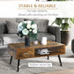 HOMCOM Retro Coffee Table with Storage Shelf and Drawer for Living Room, Vintage Wooden Sofa Side Table, Rustic Brown