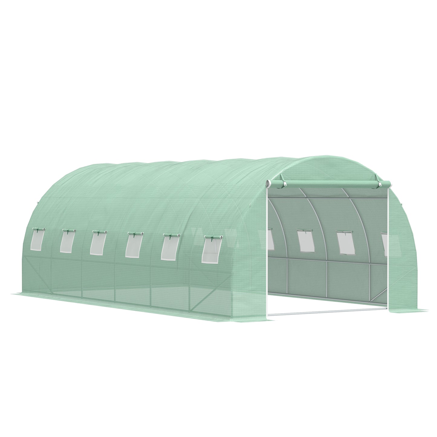 Outsunny Walk-in Greenhouse 20x10x7ft Heavy Duty Outdoor Backyard Seed Plant Vegetables Grow Warm House Green
