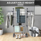 HOMCOM 3-Tier Foldable Clothes Drying Rack, Stainless Steel Laundry Rack with 2 Side Wings and 6 Castors, Collapsible Adjustable Clothes Airer for Indoor Outdoor, Grey