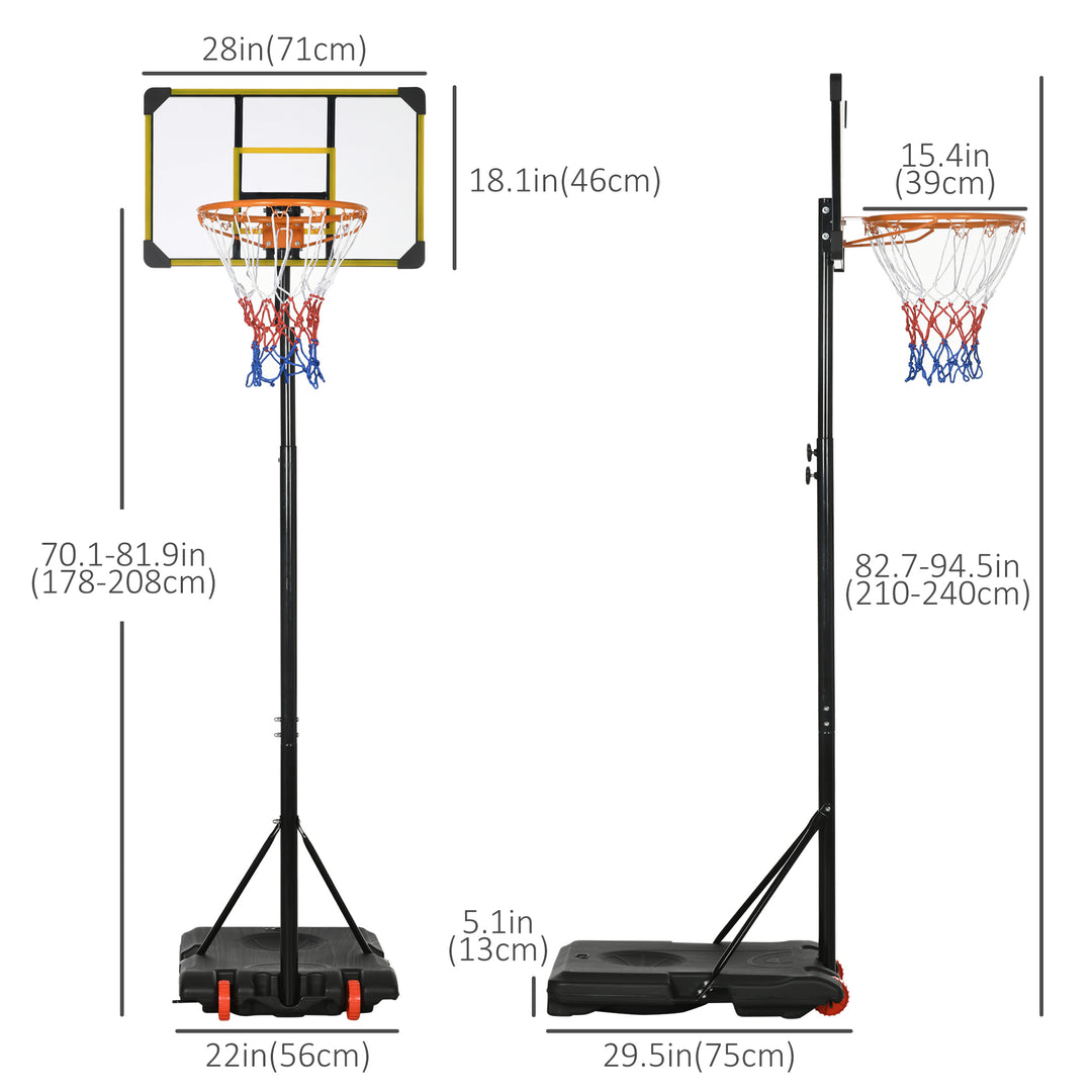Soozier Adjustable Basketball Hoop and Basketball Stand w/ Sturdy Backboard and Weighted Base, Portable on Wheels