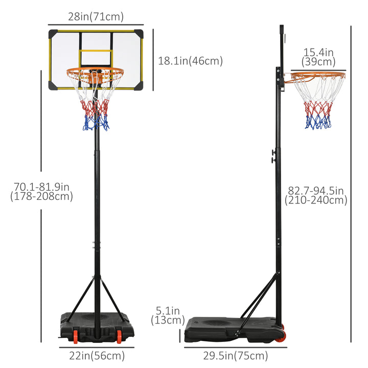 Soozier Adjustable Basketball Hoop and Basketball Stand w/ Sturdy Backboard and Weighted Base, Portable on Wheels