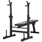 Soozier Adjustable Weight Bench, Foldable Bench Press with Barbell Rack and Dip Station for Home Gym, Strength Training Multiuse Workout Bench, Black and Grey