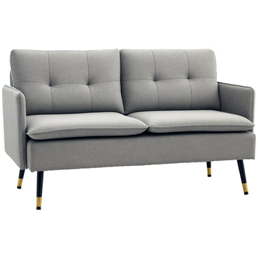 HOMCOM 55" Loveseat Sofa for Bedroom, Modern Love Seats Furniture with Button Tufting, Upholstered Small Couch for Living Room, Small Space, Grey