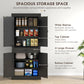 HOMCOM 71" Freestanding Kitchen Pantry with 4 Doors and 2 Cabinets, Tall Storage Cabinet for Kitchen, Distressed Coffee