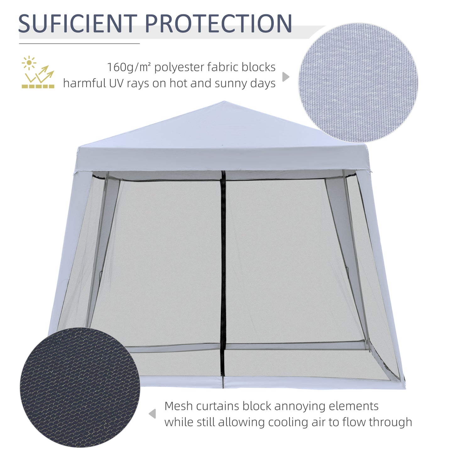 Outsunny 10x10ft Gazebo Tent with Netting Patio Canopy Outdoor Party Activity Sun Shade Garden Sun Shelter, Grey
