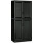 HOMCOM 71" Freestanding Kitchen Pantry Cabinet, Storage Cabinet with 4 Hinged Doors and Adjustable Shelves, White