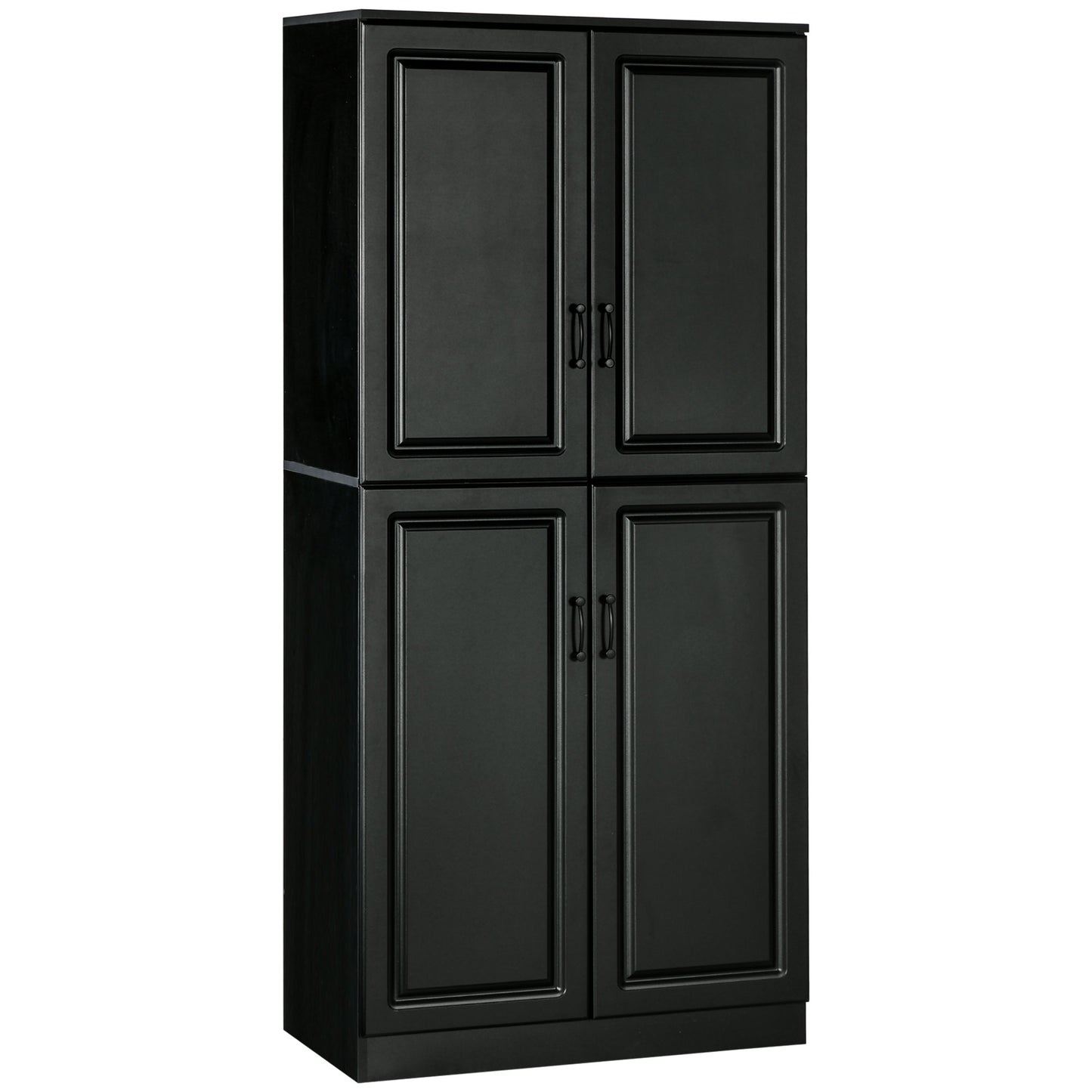 HOMCOM 71" Freestanding Kitchen Pantry Cabinet, Storage Cabinet with 4 Hinged Doors and Adjustable Shelves, White