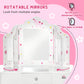 Qaba Kids Vanity Table and Stool, Makeup Vanity Girls Dressing Table Set with Tri-folding Mirrors Drawer Star and Heart Pattern, White