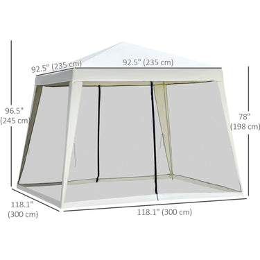 Outsunny 10x10ft Party Tent Canopy with Netting, Patio Screen House Slant Leg Outdoor Gazebo Sun Shade Shelter, Beige