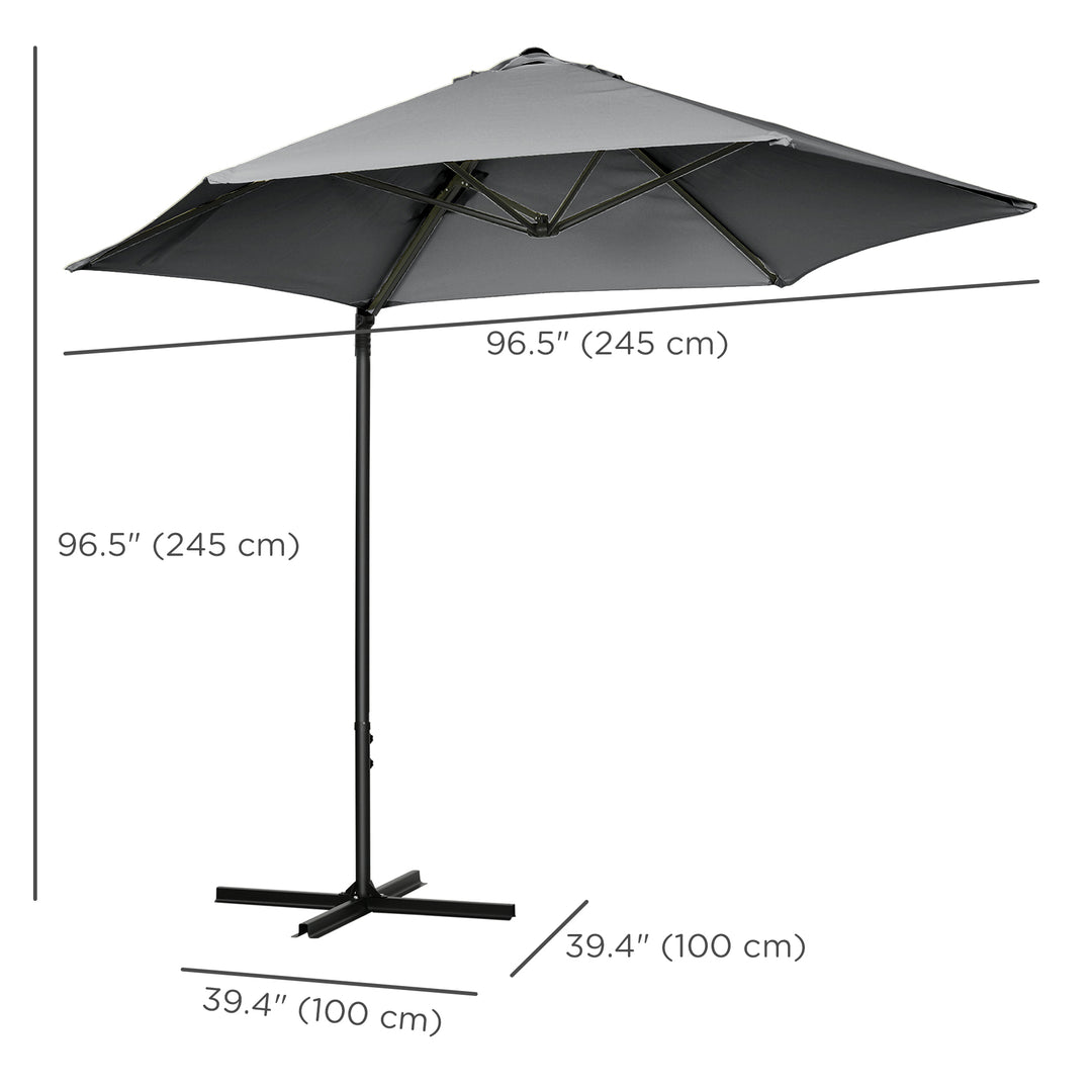 Outsunny 8.5FT Outdoor Cantilever Roma Parasol with 360° Rotation and Cross Base, Offset Patio Umbrella for Garden, Dark Grey