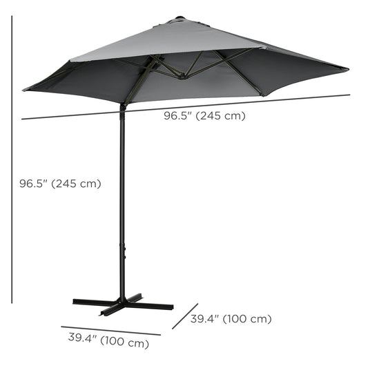 Outsunny 8.5FT Outdoor Cantilever Roma Parasol with 360Â° Rotation and Cross Base, Offset Patio Umbrella for Garden, Dark Grey