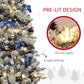 HOMCOM 5ft Prelit Artificial Christmas Tree with Blue Ornaments, Flocked Christmas Tree with LED Lights for Holiday