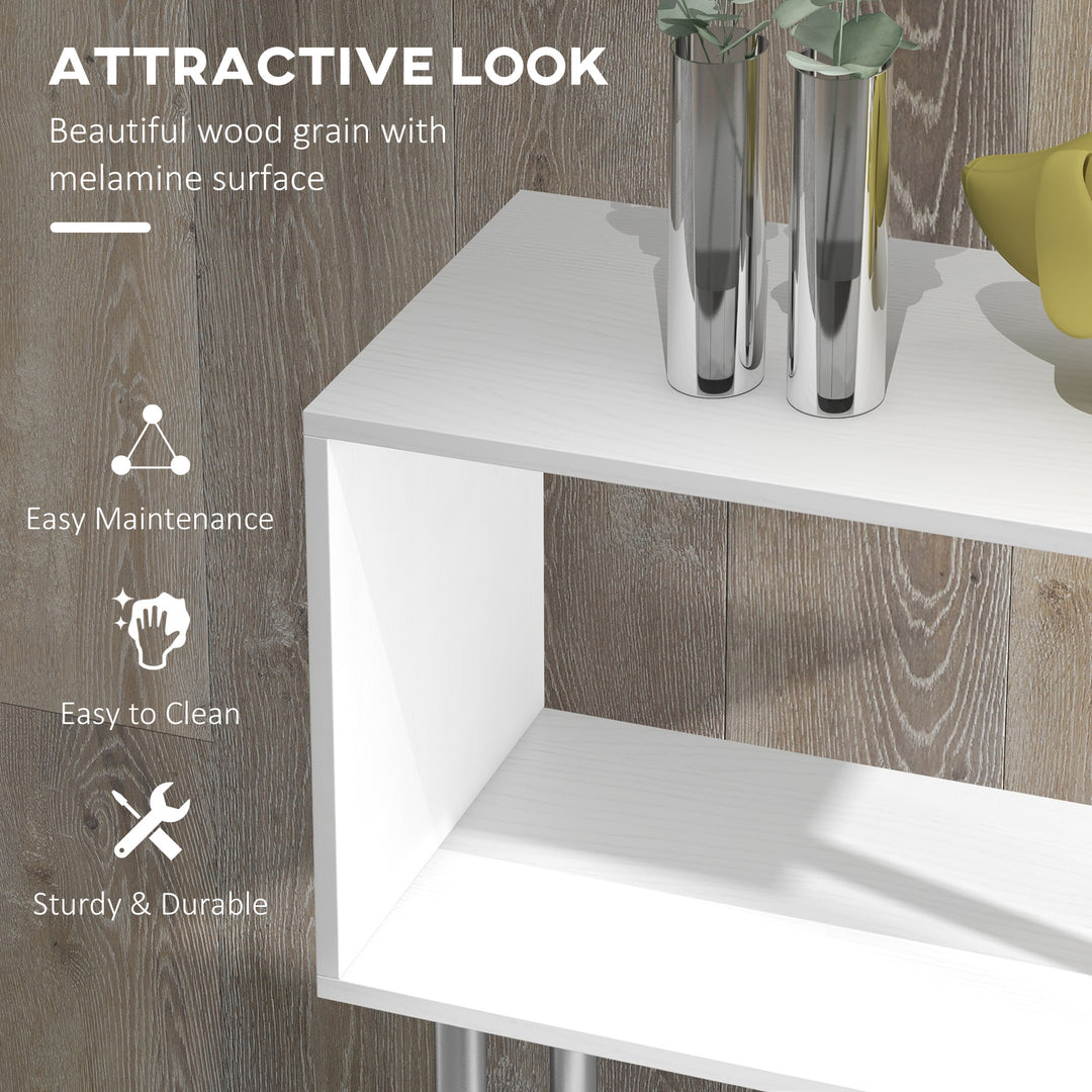 HOMCOM 5-Tiers Geometric Wooden Bookcase S-Shaped Storage Bookshelf Display with Metal Frame for Living Room, Bedroom, Home Office, Black