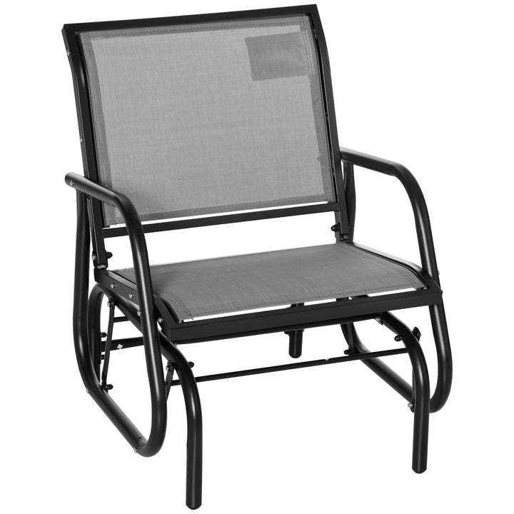 Outsunny Patio Glider with Breathable Mesh Fabric Seat & Backrest, Metal Frame Outdoor Glider Swing Chair with Armrests, Black
