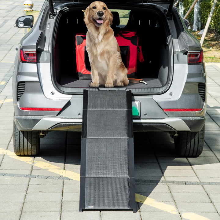 PawHut Folding Pet Ramp, 62 Inch Lightweight Portable Dog Ramp for Extra Large Dogs, Non-Slip Surface for Cars, Trucks and SUVs, Black