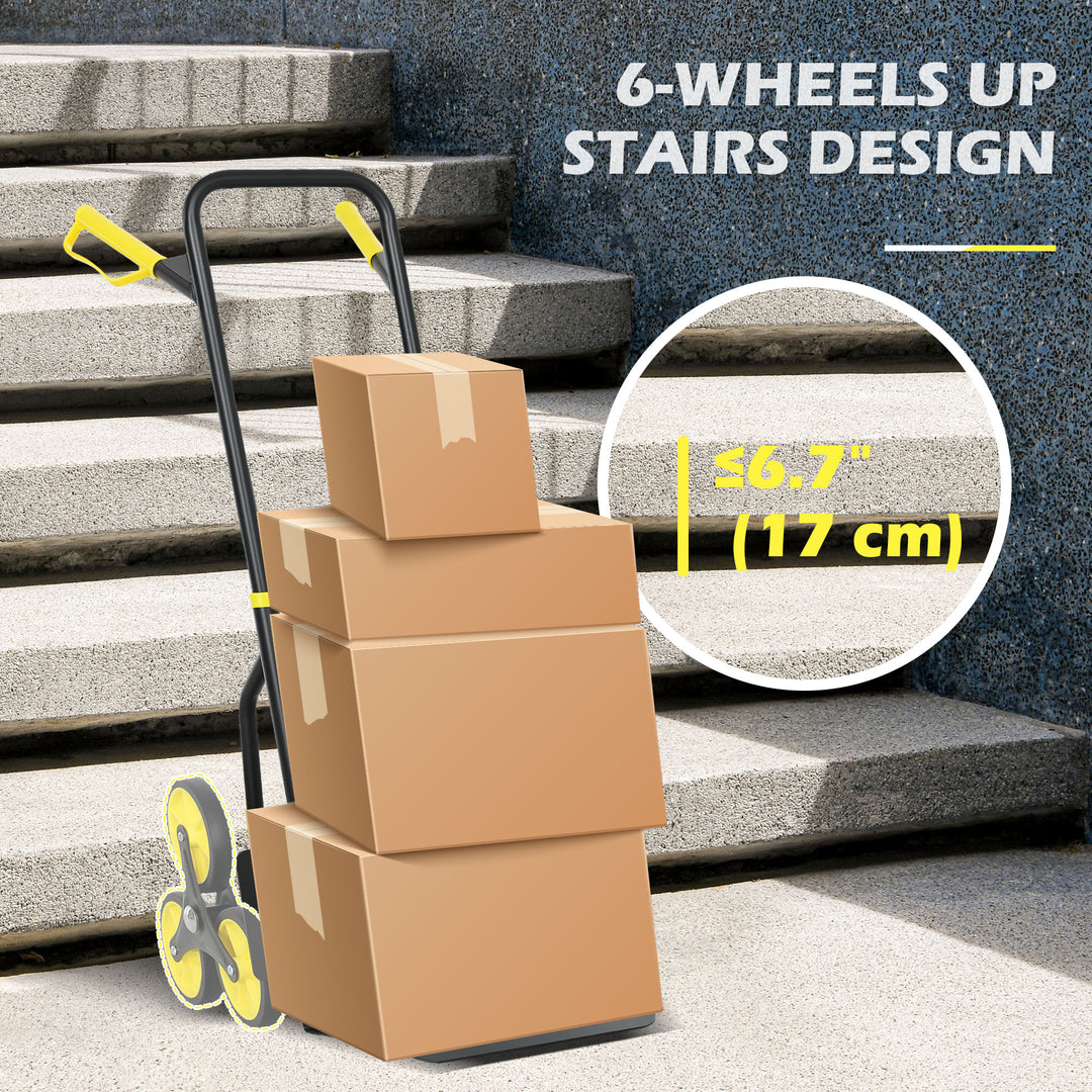 DURHAND 6-Wheels Stair Climber Hand Truck, Dolly Heavy Duty Folding Steel Load Cart with Adjustable Telescoping Handle for Moving, Luggage, Travel & Office, 154lbs Capacity