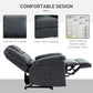 HOMCOM PU Leather Reclining Chair, Manual Recliner Chair for Living Room with Footrest, 2 Side Pockets, Steel Frame, Black