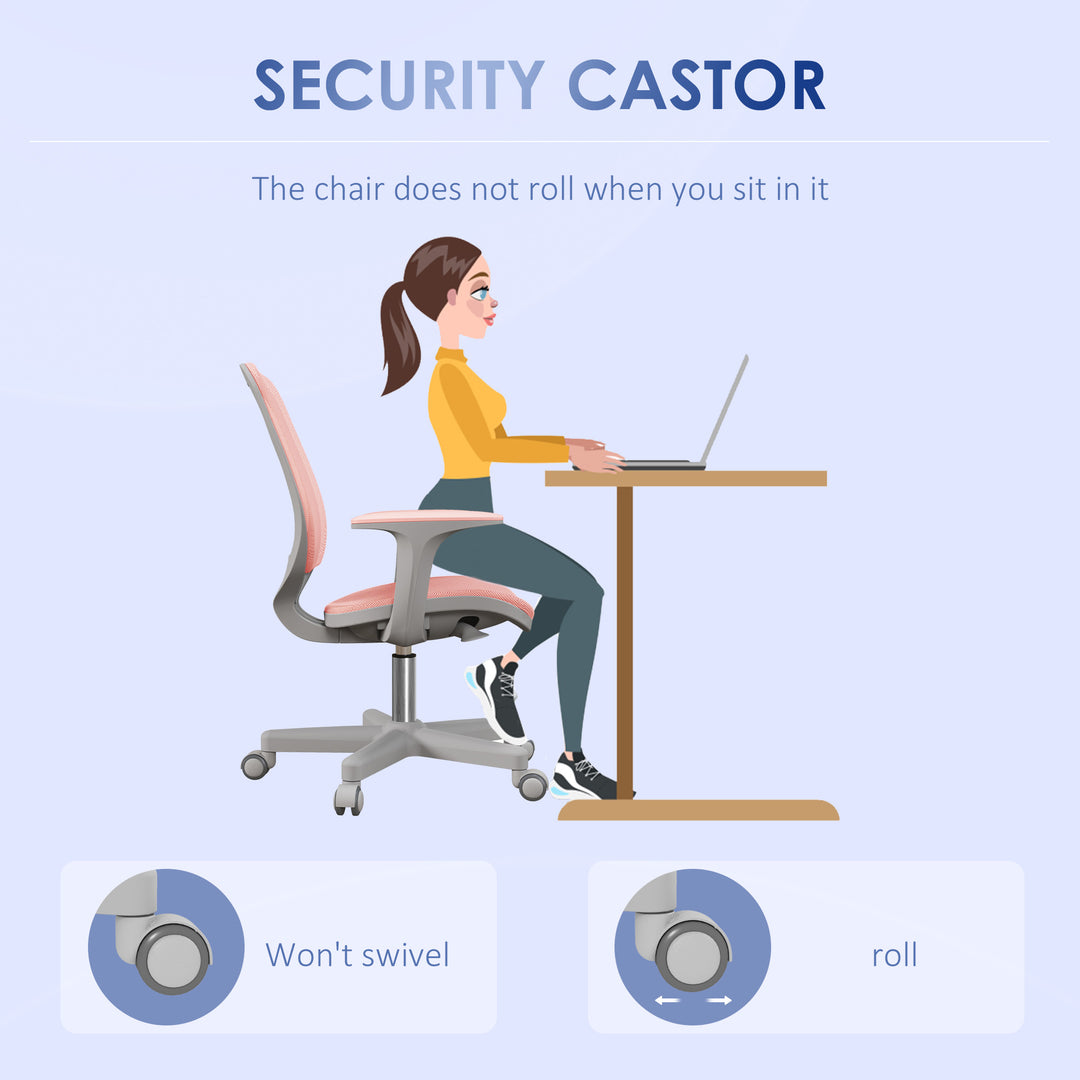 Vinsetto Office Chair, Small Computer Desk Chair with Mesh Back, Swivel Castors, Arm, Pink